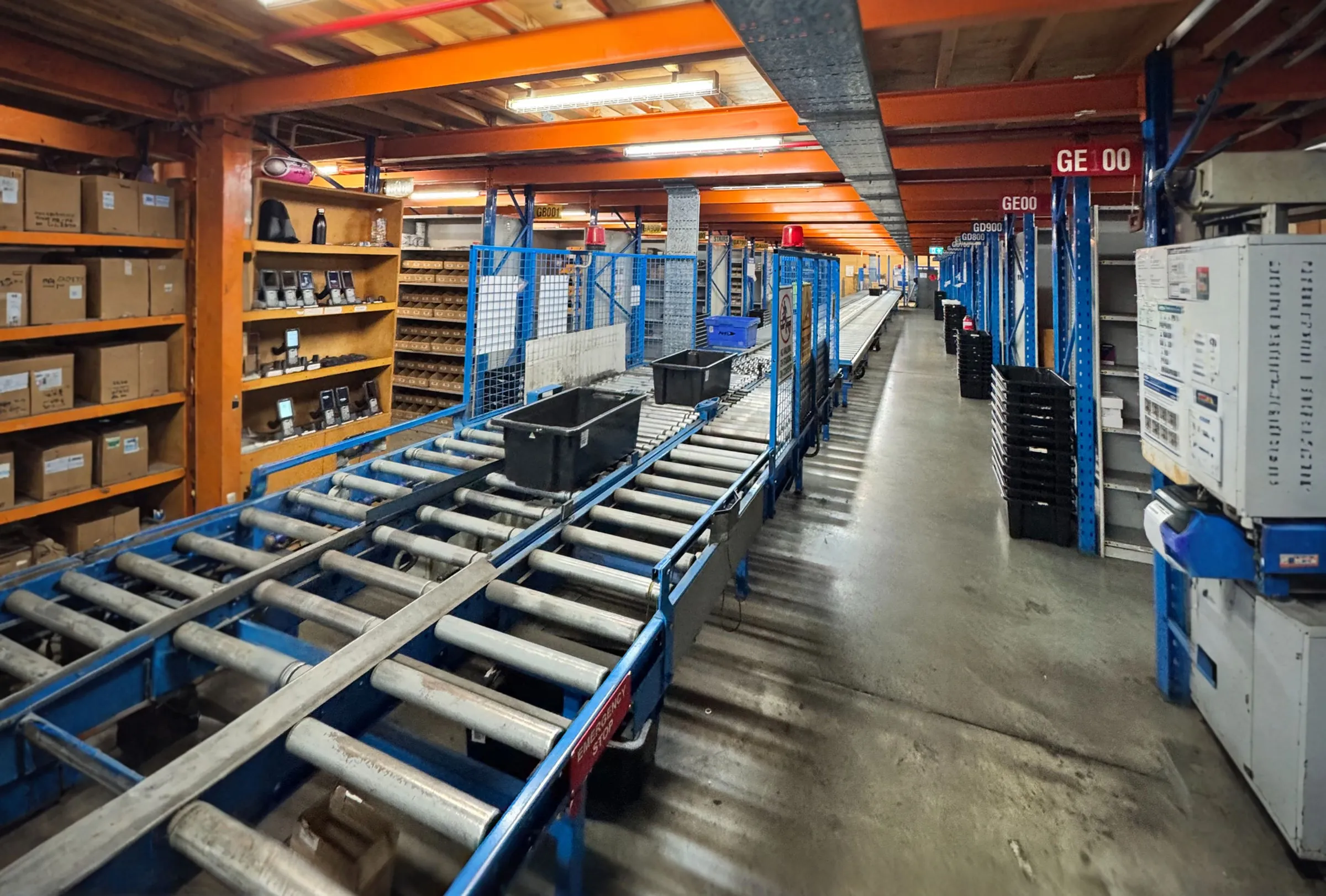 Section of the upgraded conveyor system inside the Dexion Amcap warehouse completed by CPR Electrical