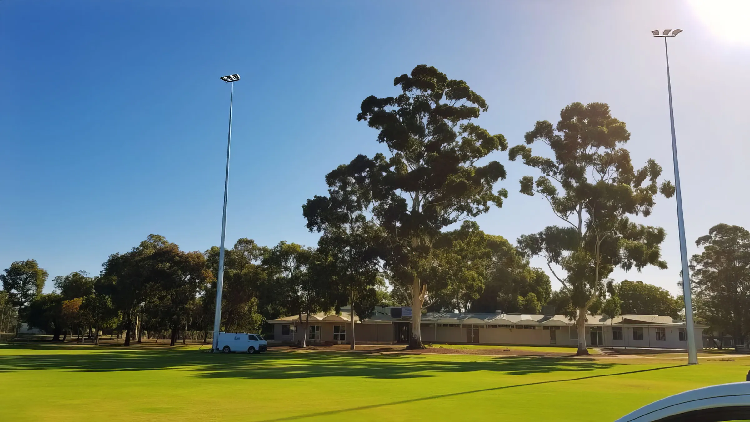 Oval floodlight upgrade featuring 30m tower installation by CPR Electrical at Forster Park Belmont Perth WA